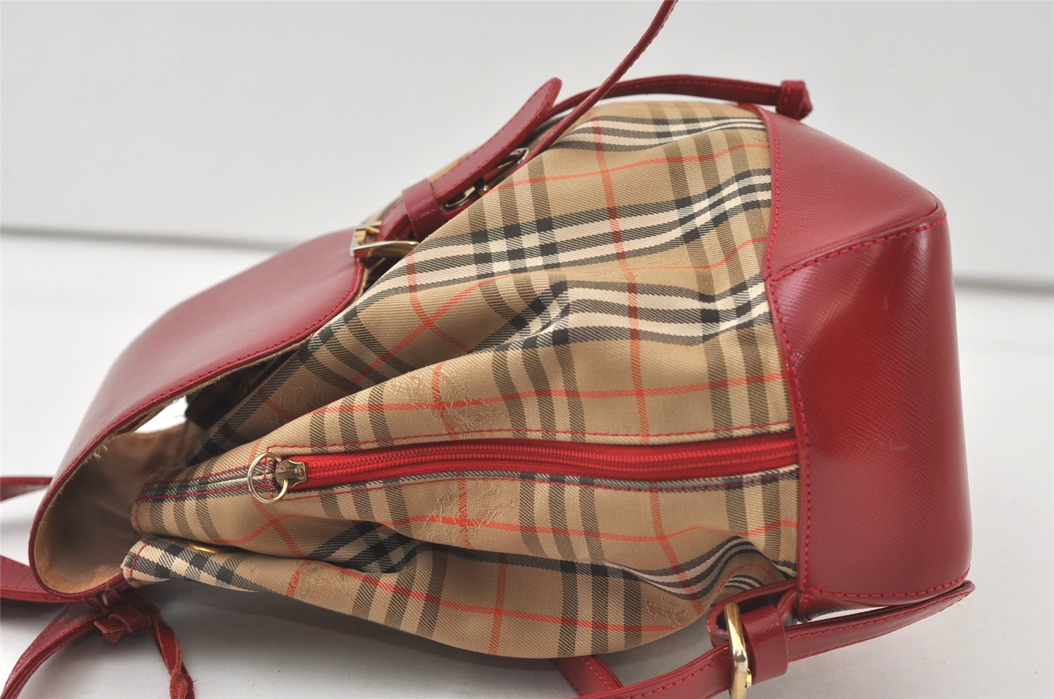 Authentic BURBERRY Nova Check Canvas Leather Backpack Beige Brown Junk 0164K