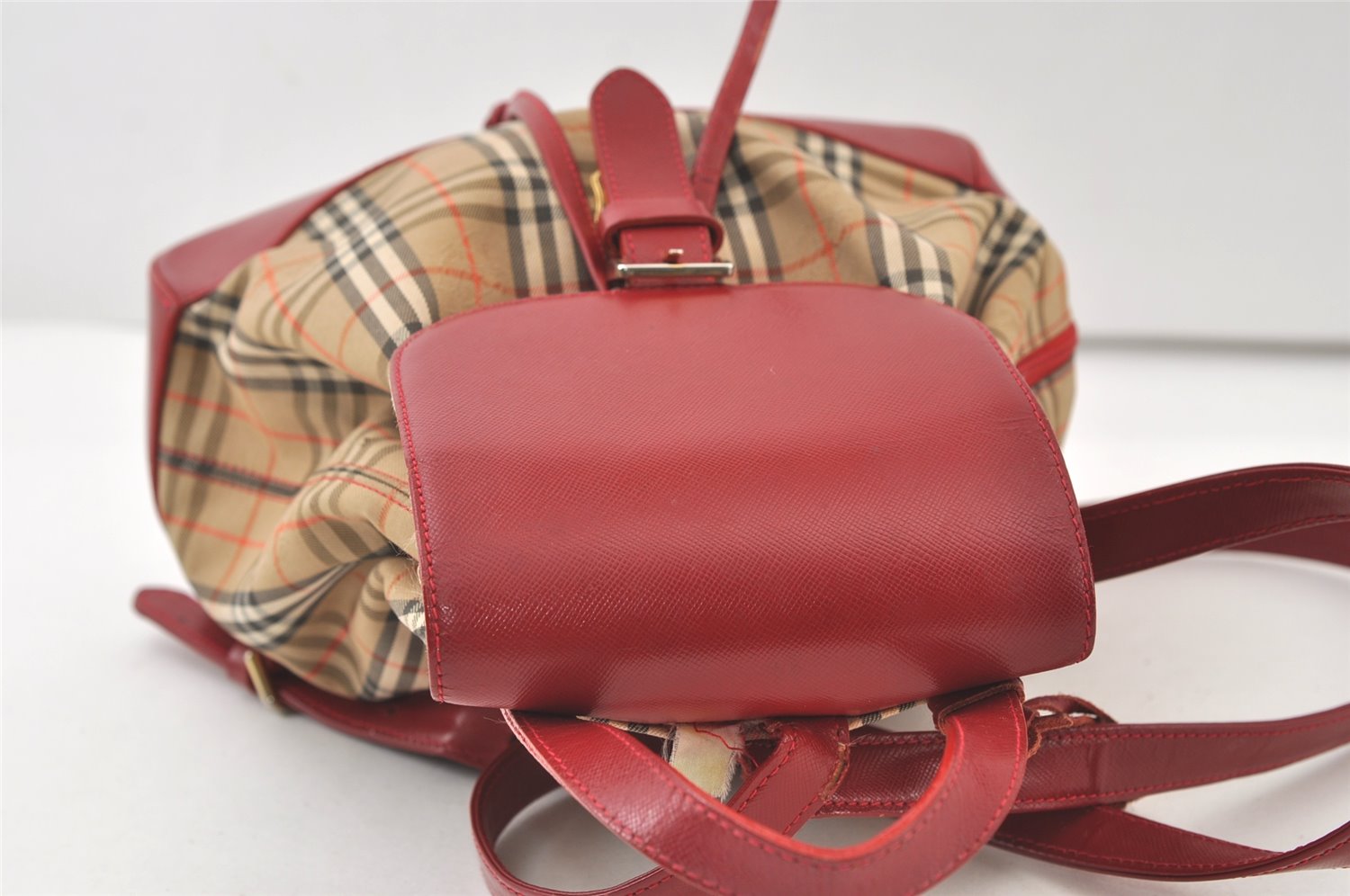 Authentic BURBERRY Nova Check Canvas Leather Backpack Beige Brown Junk 0164K
