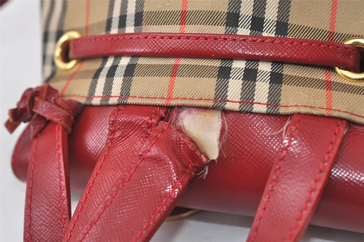 Authentic BURBERRY Nova Check Canvas Leather Backpack Beige Brown Junk 0164K