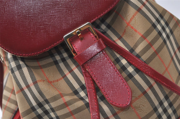 Authentic BURBERRY Nova Check Canvas Leather Backpack Beige Brown Junk 0164K