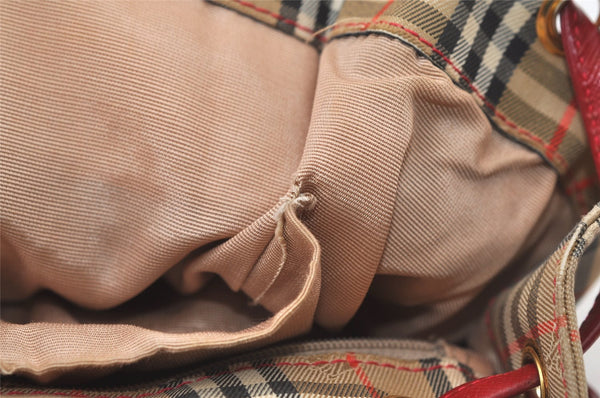 Authentic BURBERRY Nova Check Canvas Leather Backpack Beige Brown Junk 0164K