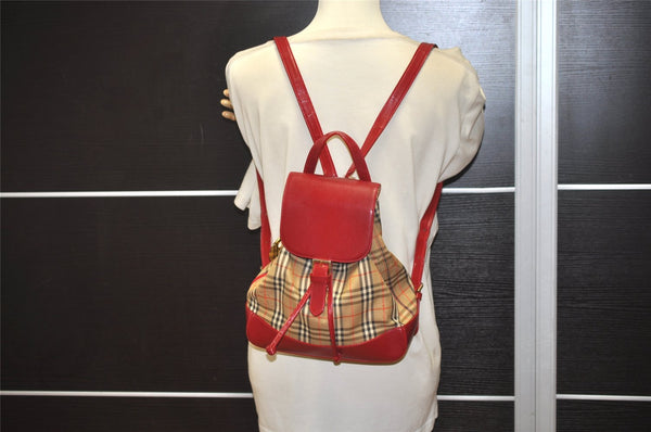 Authentic BURBERRY Nova Check Canvas Leather Backpack Beige Brown Junk 0164K