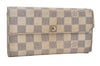 Authentic Louis Vuitton Damier Azur Portefeuille Sarah Wallet N61735 LV 0166J