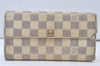 Authentic Louis Vuitton Damier Azur Portefeuille Sarah Wallet N61735 LV 0166J