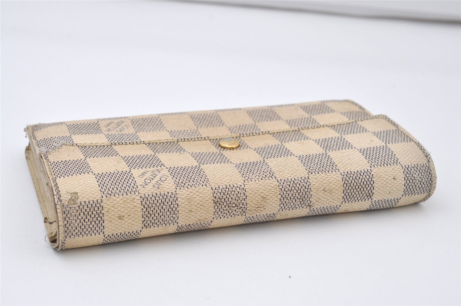 Authentic Louis Vuitton Damier Azur Portefeuille Sarah Wallet N61735 LV 0166J