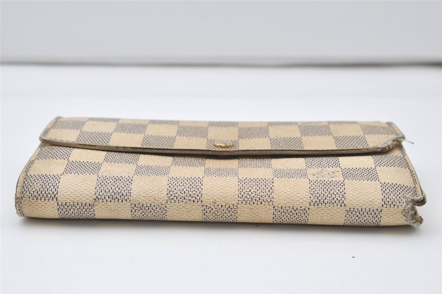 Authentic Louis Vuitton Damier Azur Portefeuille Sarah Wallet N61735 LV 0166J