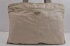 Authentic PRADA Vintage Nylon Tessuto Leather Shoulder Tote Bag White 0168K