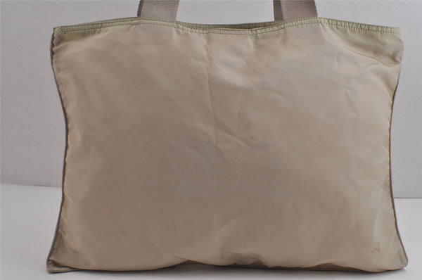 Authentic PRADA Vintage Nylon Tessuto Leather Shoulder Tote Bag White 0168K