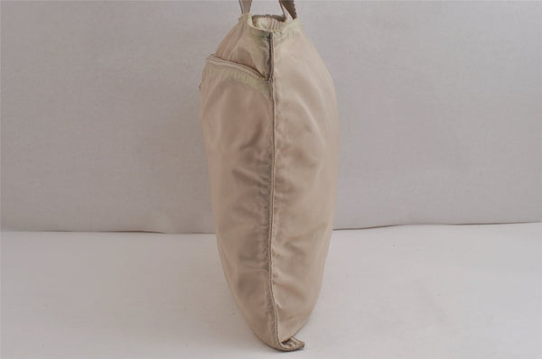Authentic PRADA Vintage Nylon Tessuto Leather Shoulder Tote Bag White 0168K