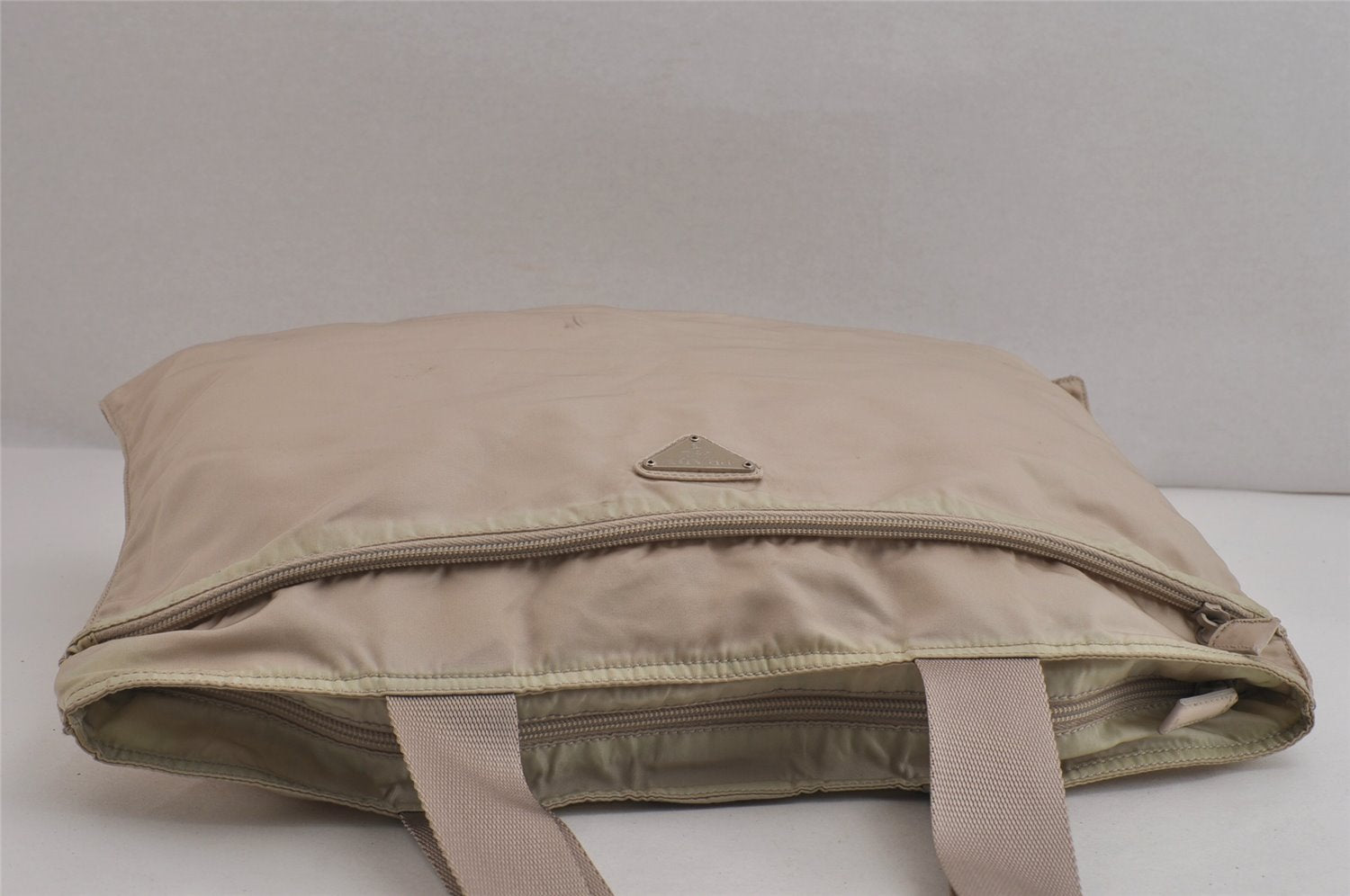 Authentic PRADA Vintage Nylon Tessuto Leather Shoulder Tote Bag White 0168K