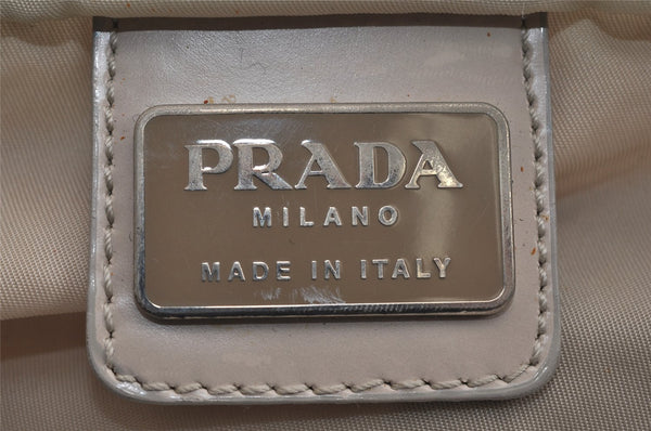 Authentic PRADA Vintage Nylon Tessuto Leather Shoulder Tote Bag White 0168K