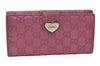 Authentic GUCCI Guccissima Heart GG Leather Long Wallet Purse 203550 Pink 0170J