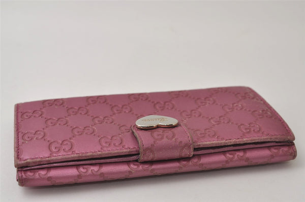 Authentic GUCCI Guccissima Heart GG Leather Long Wallet Purse 203550 Pink 0170J