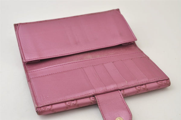 Authentic GUCCI Guccissima Heart GG Leather Long Wallet Purse 203550 Pink 0170J