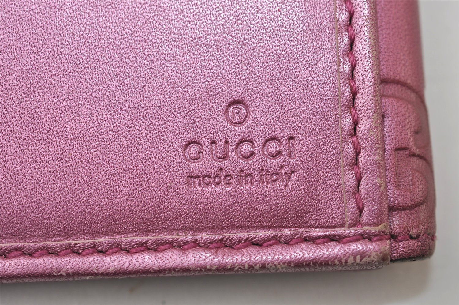 Authentic GUCCI Guccissima Heart GG Leather Long Wallet Purse 203550 Pink 0170J