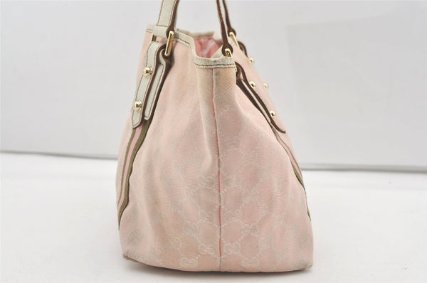 Authentic GUCCI Sherry Line Tote Bag GG Canvas Leather 137396 Pink 0172K