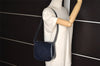 Authentic GUCCI Vintage Shoulder Bag Purse GG Enamel Navy Junk 0173K