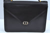 Authentic Christian Dior Vintage Hand Bag Purse Leather Black CD 0175I