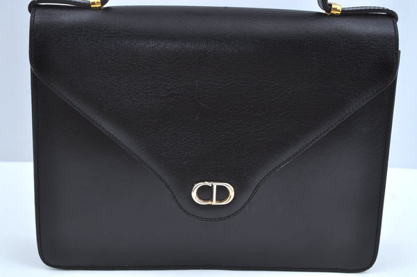 Authentic Christian Dior Vintage Hand Bag Purse Leather Black CD 0175I