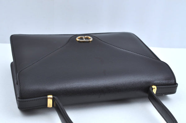 Authentic Christian Dior Vintage Hand Bag Purse Leather Black CD 0175I