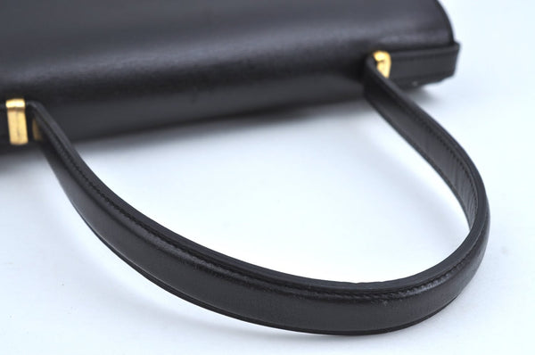 Authentic Christian Dior Vintage Hand Bag Purse Leather Black CD 0175I