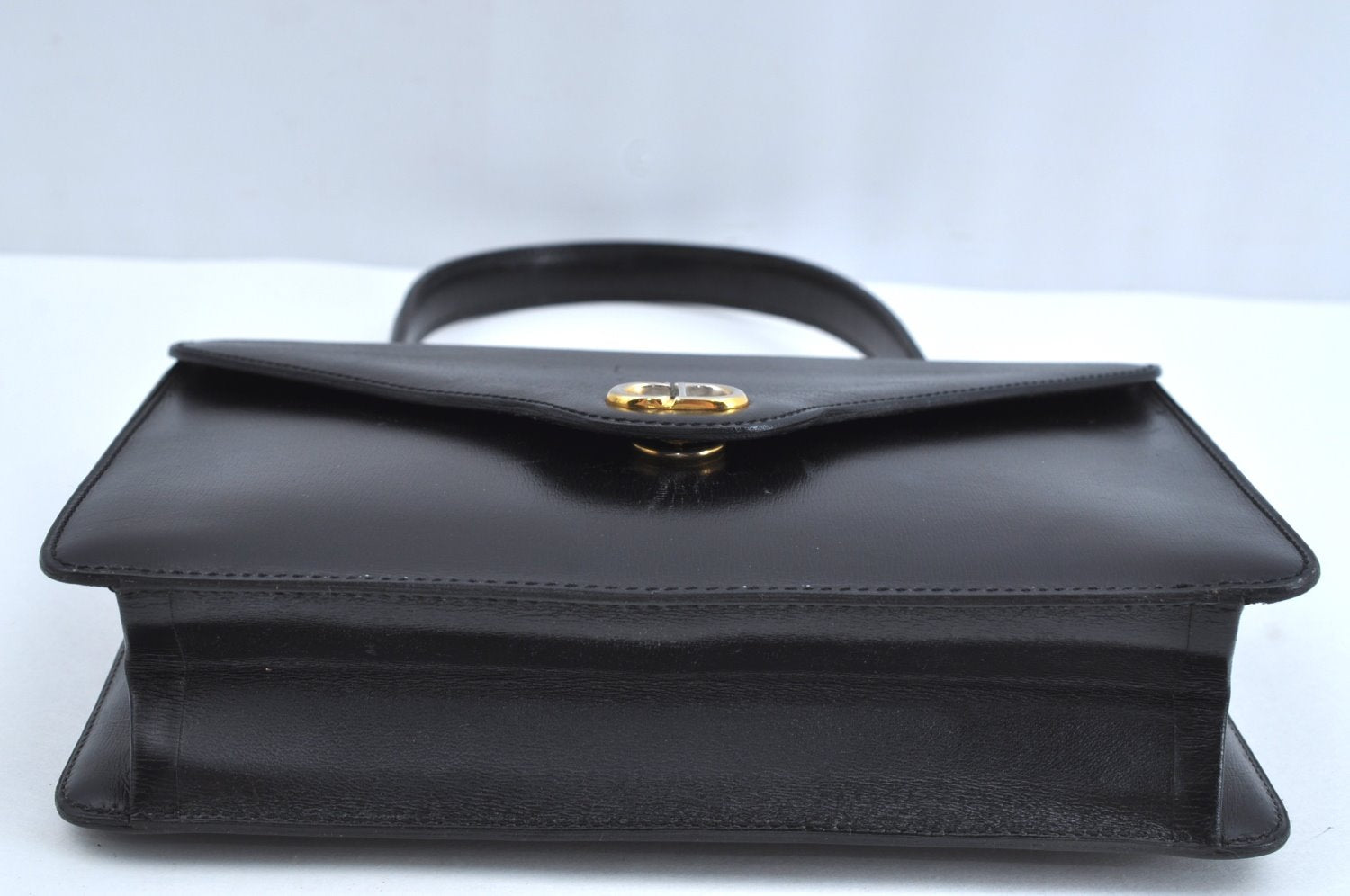 Authentic Christian Dior Vintage Hand Bag Purse Leather Black CD 0175I