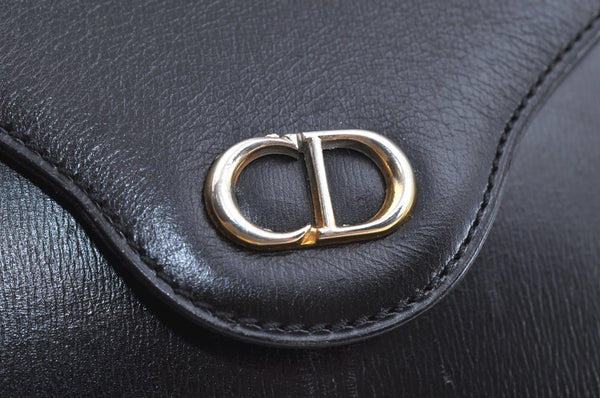 Authentic Christian Dior Vintage Hand Bag Purse Leather Black CD 0175I