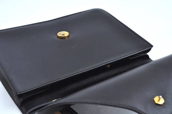 Authentic Christian Dior Vintage Hand Bag Purse Leather Black CD 0175I