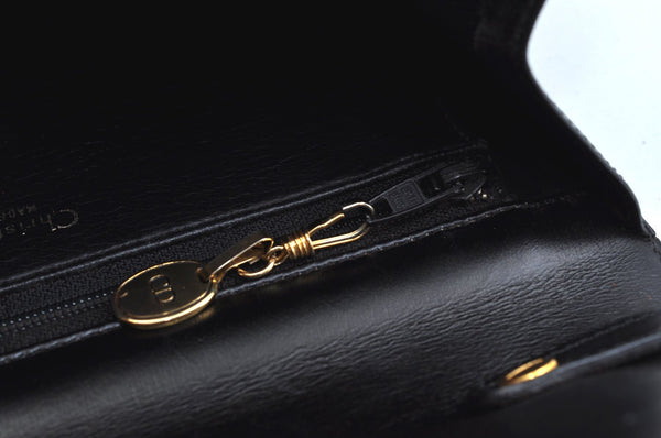Authentic Christian Dior Vintage Hand Bag Purse Leather Black CD 0175I
