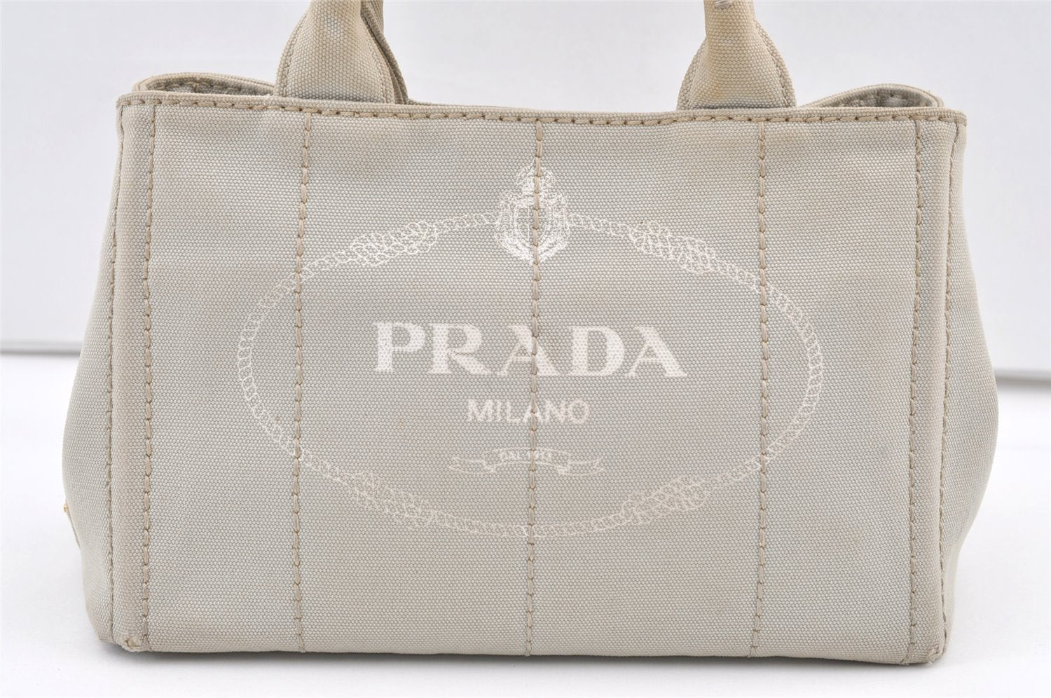 Authentic PRADA CANAPA SS Canvas 2Way Shoulder Hand Bag 1BG439 Gray 0175K