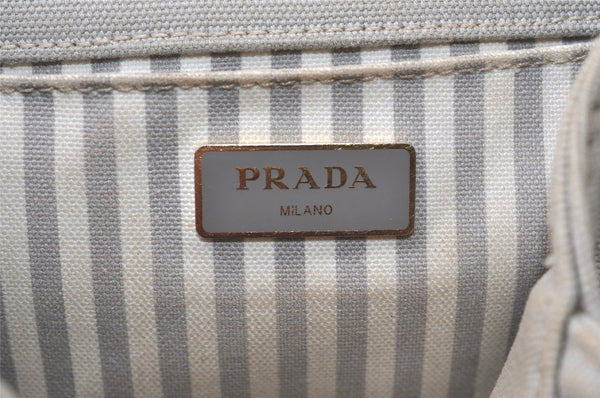 Authentic PRADA CANAPA SS Canvas 2Way Shoulder Hand Bag 1BG439 Gray 0175K