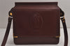 Authentic Cartier Must de Cartier Leather Shoulder Cross Bag Bordeaux Red 0176K