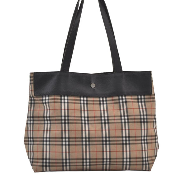 Authentic BURBERRY Nova Check Shoulder Tote Bag Nylon Leather Beige 0178K