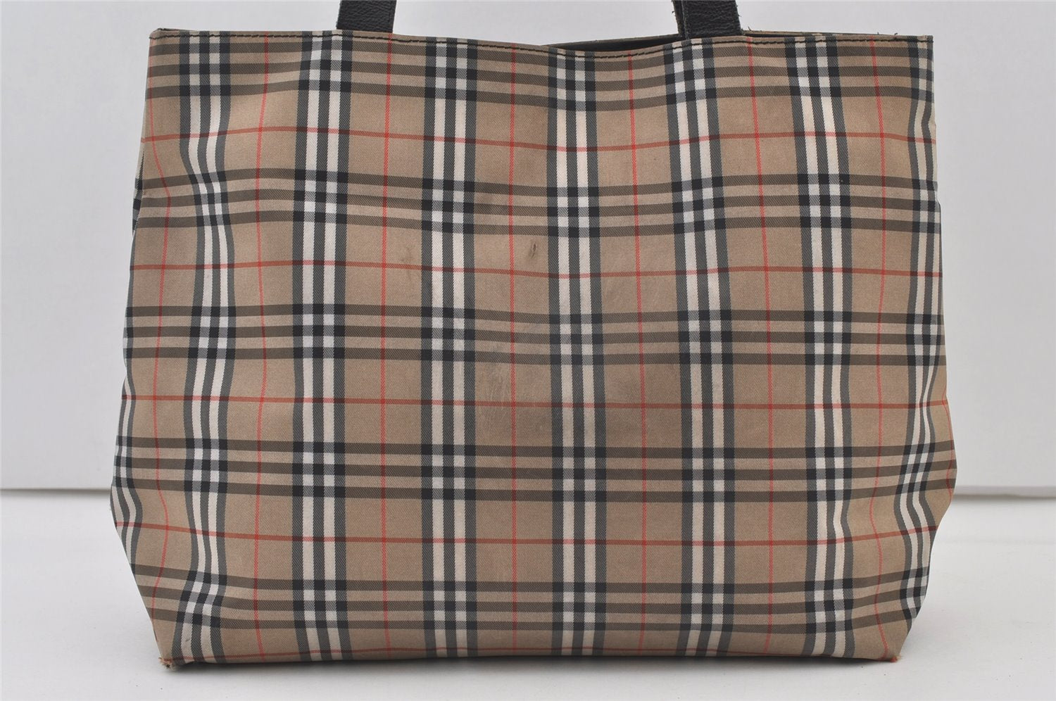 Authentic BURBERRY Nova Check Shoulder Tote Bag Nylon Leather Beige 0178K