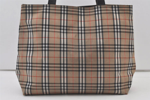 Authentic BURBERRY Nova Check Shoulder Tote Bag Nylon Leather Beige 0178K