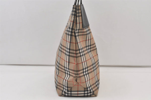 Authentic BURBERRY Nova Check Shoulder Tote Bag Nylon Leather Beige 0178K