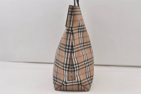 Authentic BURBERRY Nova Check Shoulder Tote Bag Nylon Leather Beige 0178K