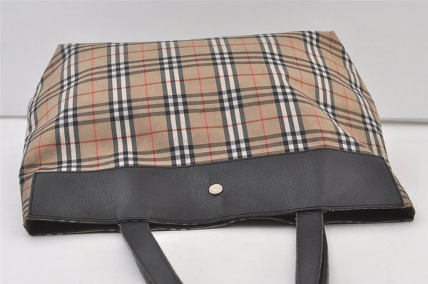 Authentic BURBERRY Nova Check Shoulder Tote Bag Nylon Leather Beige 0178K
