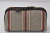 Authentic BOTTEGA VENETA Canvas Leather Cosmetic Pouch Purse Gray Brown 0180J