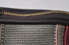 Authentic BOTTEGA VENETA Canvas Leather Cosmetic Pouch Purse Gray Brown 0180J