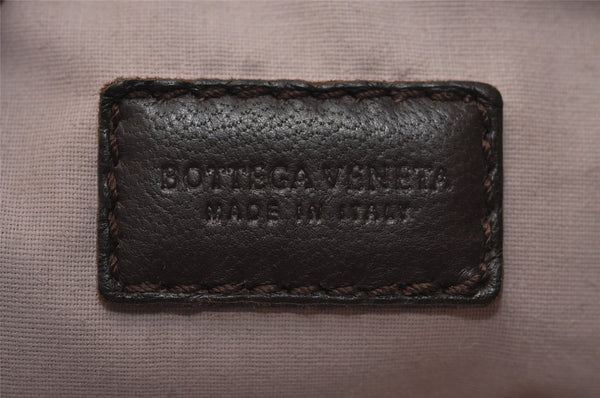 Authentic BOTTEGA VENETA Canvas Leather Cosmetic Pouch Purse Gray Brown 0180J