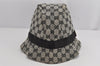 Authentic GUCCI Vintage Bucket Hat GG Canvas Leather Size L Black 0180K