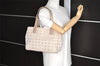 Authentic CHANEL New Travel Line Shoulder Tote Bag Nylon Leather Beige 0181J