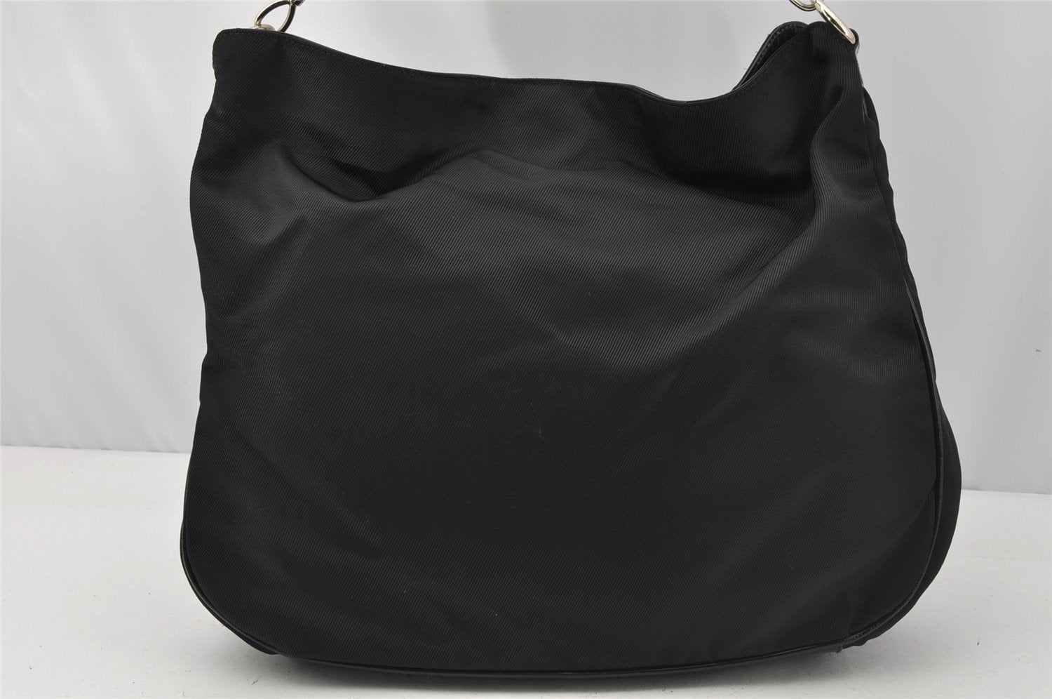 Authentic GUCCI Bamboo 2Way Shoulder Tote Bag Nylon Leather Black 0186J