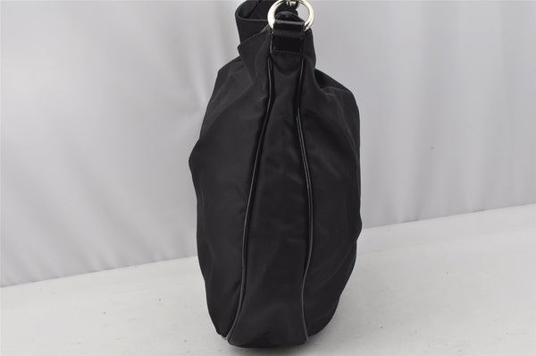 Authentic GUCCI Bamboo 2Way Shoulder Tote Bag Nylon Leather Black 0186J