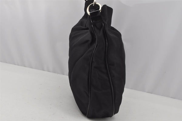 Authentic GUCCI Bamboo 2Way Shoulder Tote Bag Nylon Leather Black 0186J