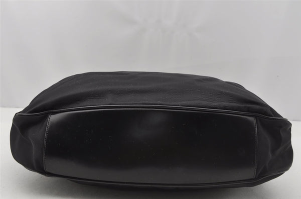 Authentic GUCCI Bamboo 2Way Shoulder Tote Bag Nylon Leather Black 0186J