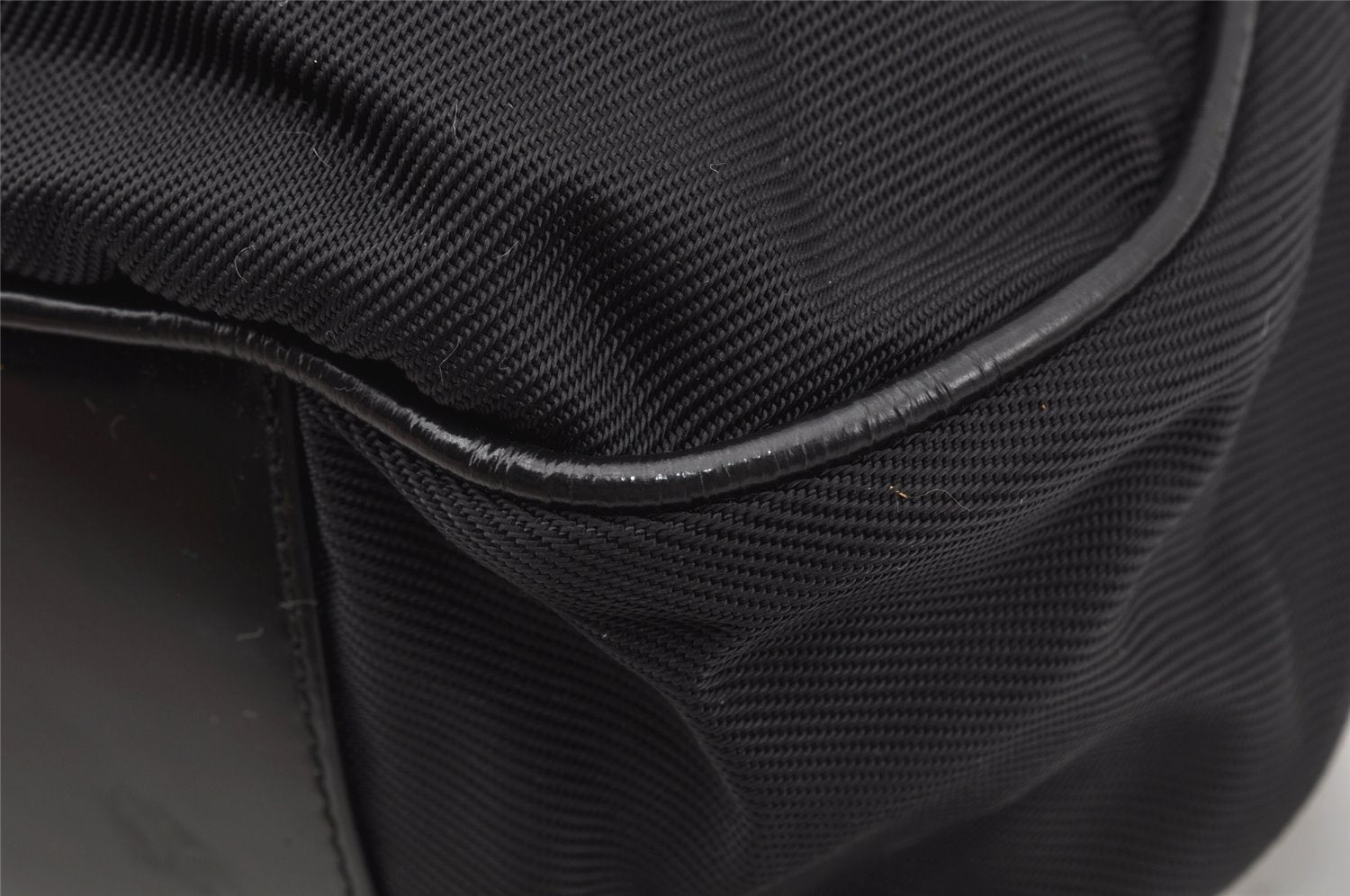 Authentic GUCCI Bamboo 2Way Shoulder Tote Bag Nylon Leather Black 0186J