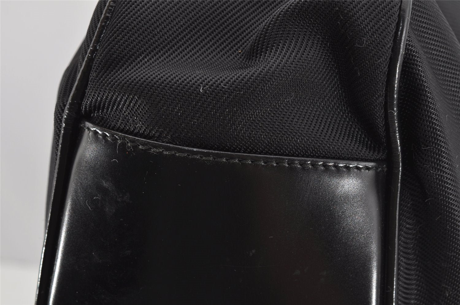 Authentic GUCCI Bamboo 2Way Shoulder Tote Bag Nylon Leather Black 0186J