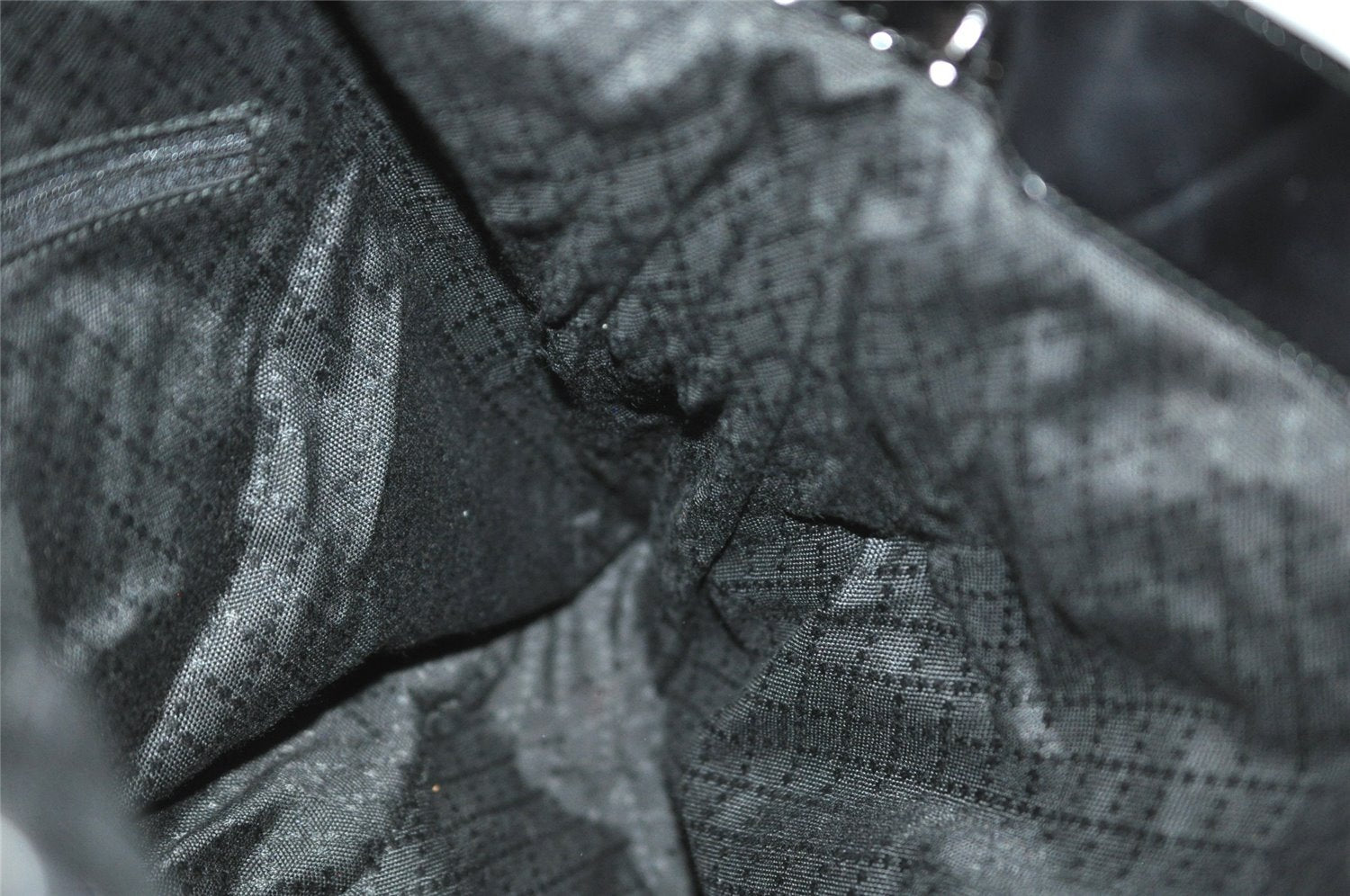 Authentic GUCCI Bamboo 2Way Shoulder Tote Bag Nylon Leather Black 0186J